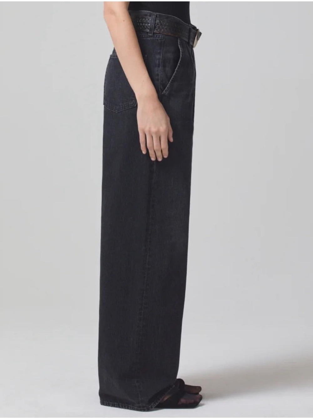 NWT Citizens Of Humanity Jeans Maritzy Trouser Pleated in Prophecy Black - Picture 4 of 13